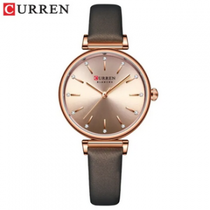 CURREN 9081 Gray PU Leather Analog Watch For Women - RoseGold & Gray